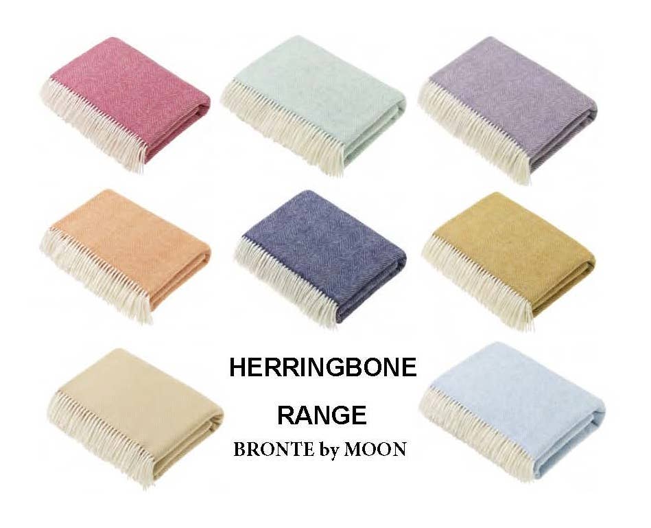 Bronte Moon Herringbone Merino Lambswool Throw: Rust