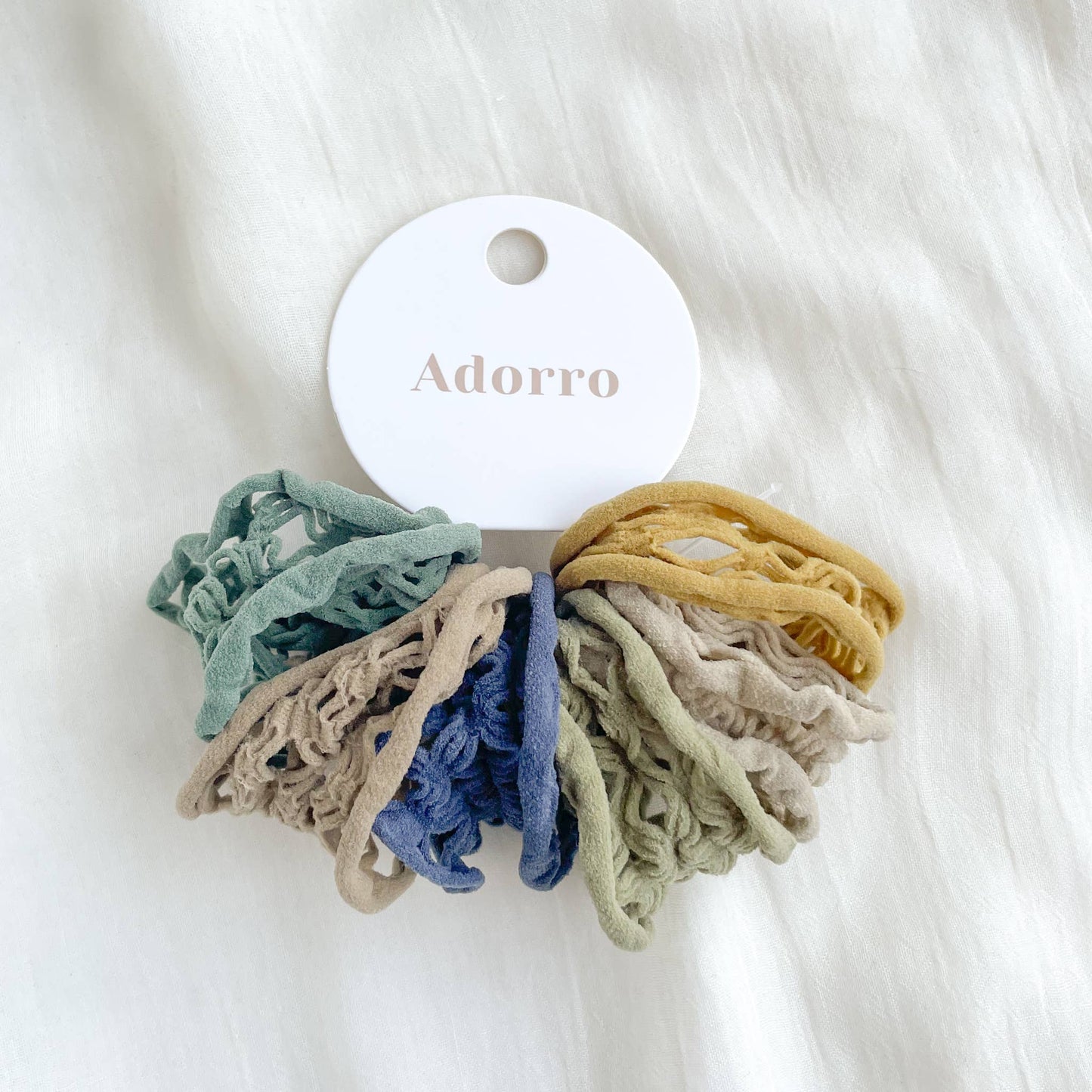 Adorro Seamless Boho Mesh Fisherman Net Hair Ties (Set of 6): Assorted
