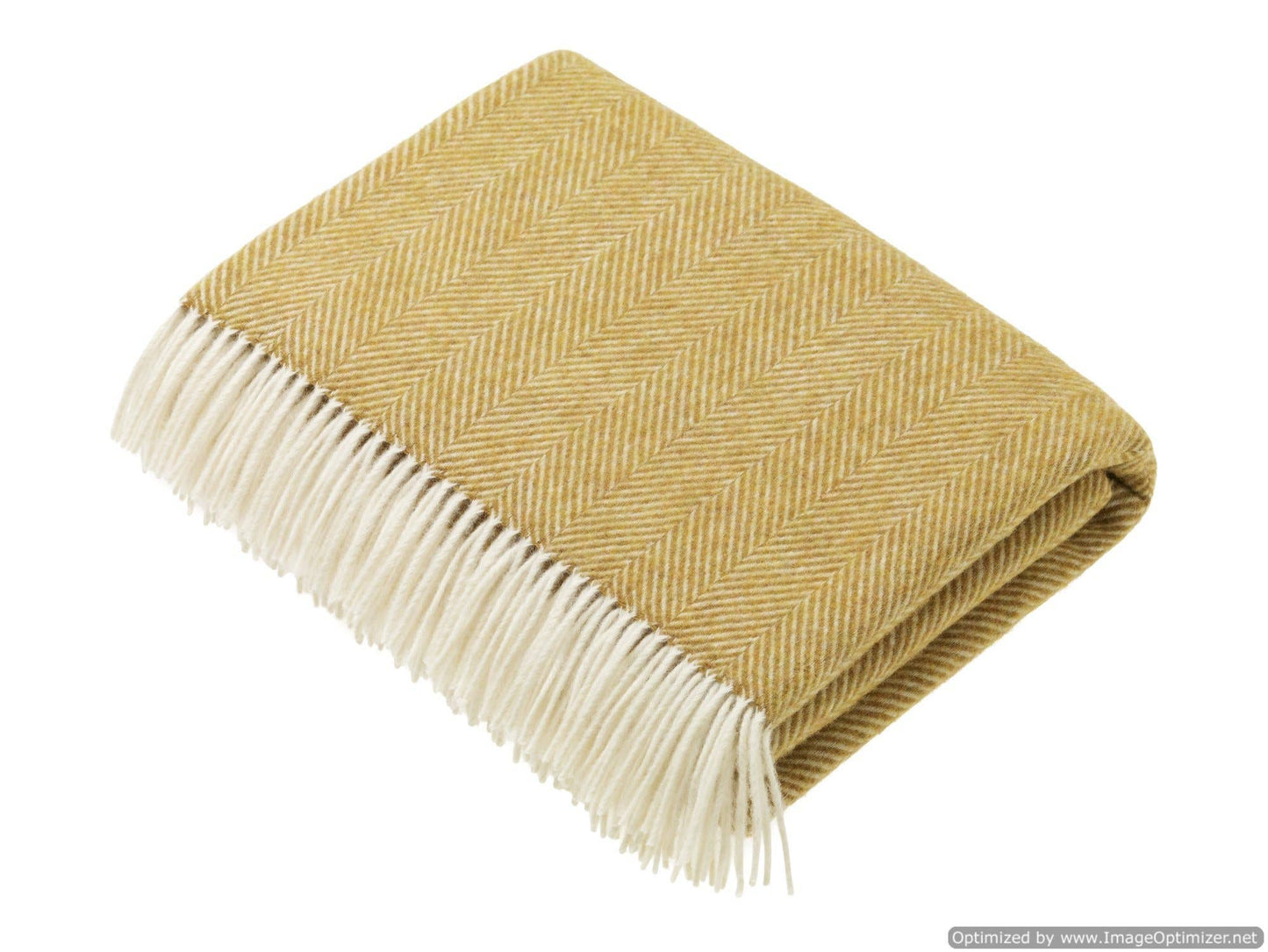 Bronte Moon Herringbone Merino Lambswool Throw: Gold