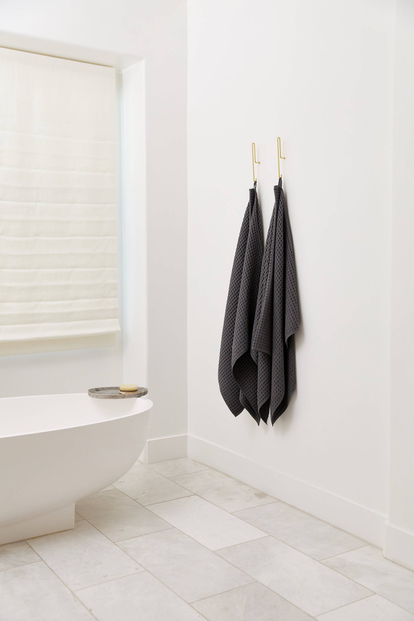 Geometry Charcoal Waffle Bath Towel