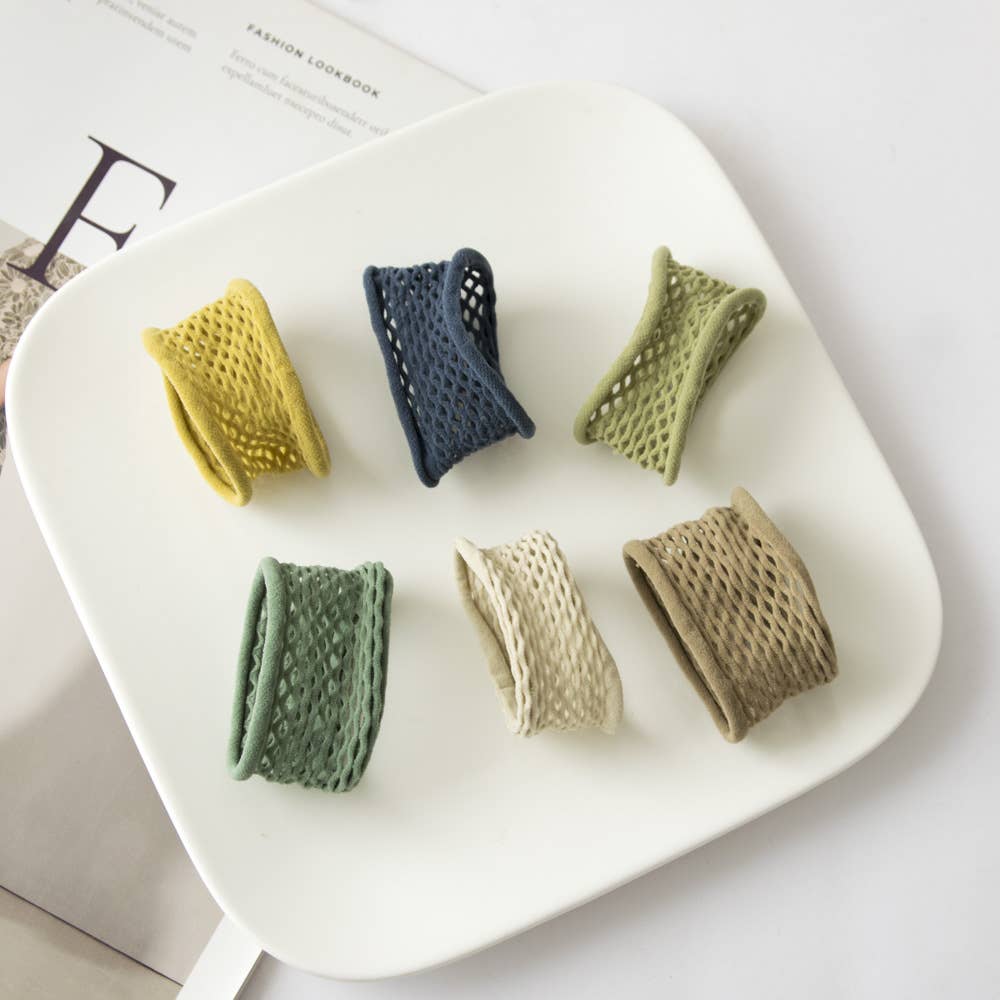 Adorro Seamless Boho Mesh Fisherman Net Hair Ties (Set of 6): Assorted