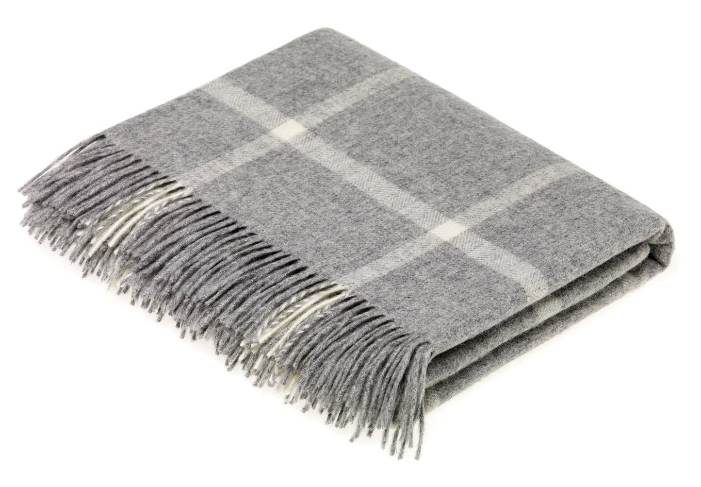 Bronte Moon Merino Lambswool Windowpane Throw Blanket: Beige