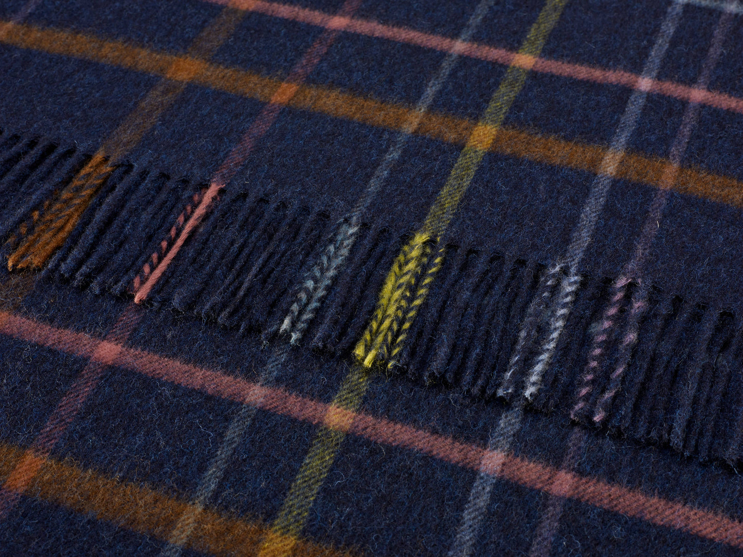 Bronte Moon Merino Lambswool Windowpane Rainbow Throw Multi: Gray