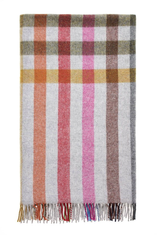 Bronte Moon Henley Design Multicolor Merino Throw: Gray