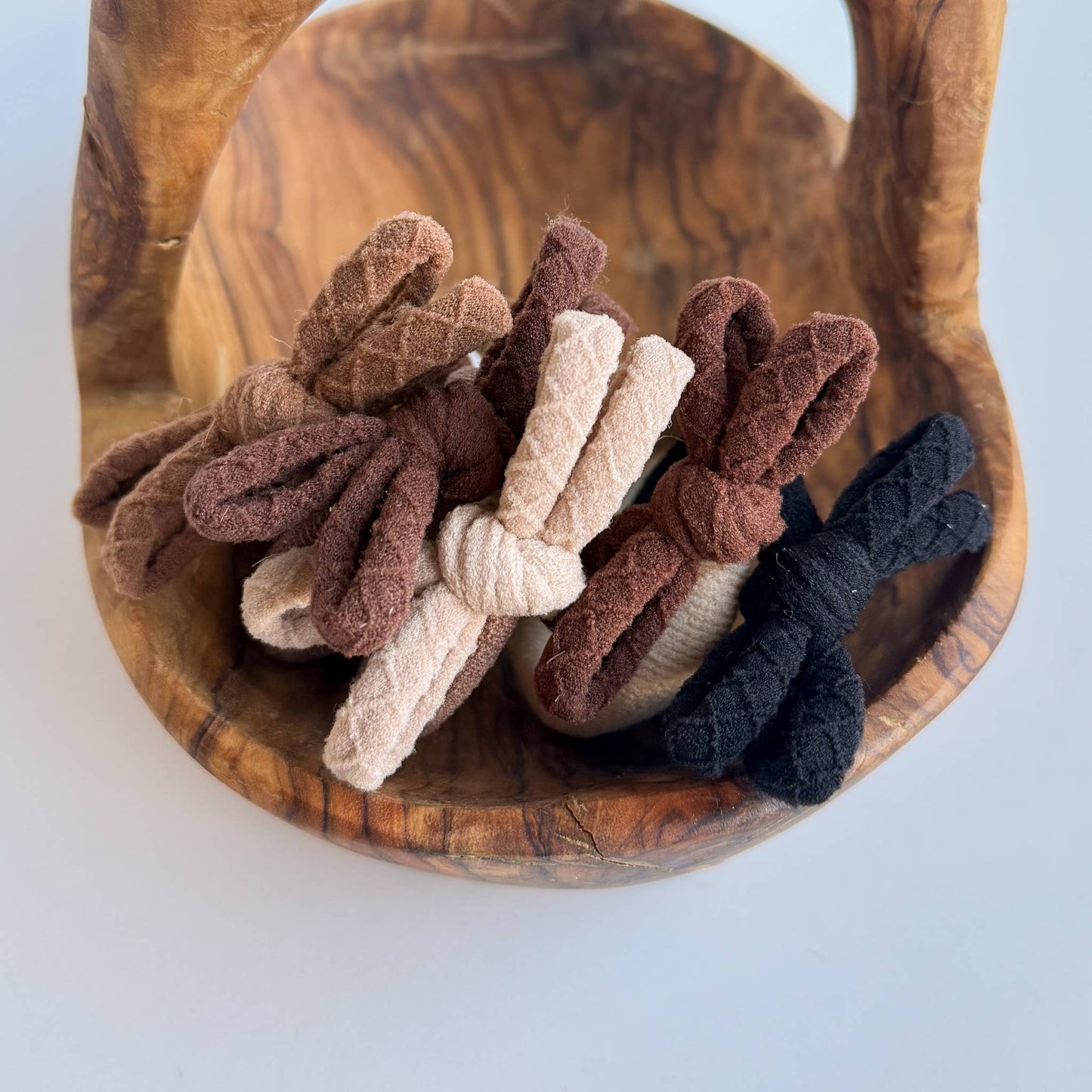 Neutral Seamless Bow Hair Ties (Set of 5): Assorted