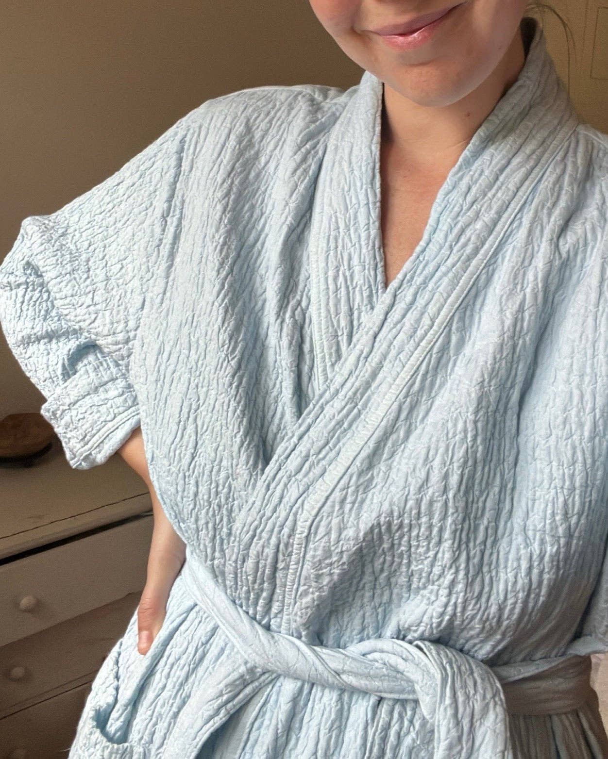 Honest Cotton Fall Cotton Robe: Cream / One Size