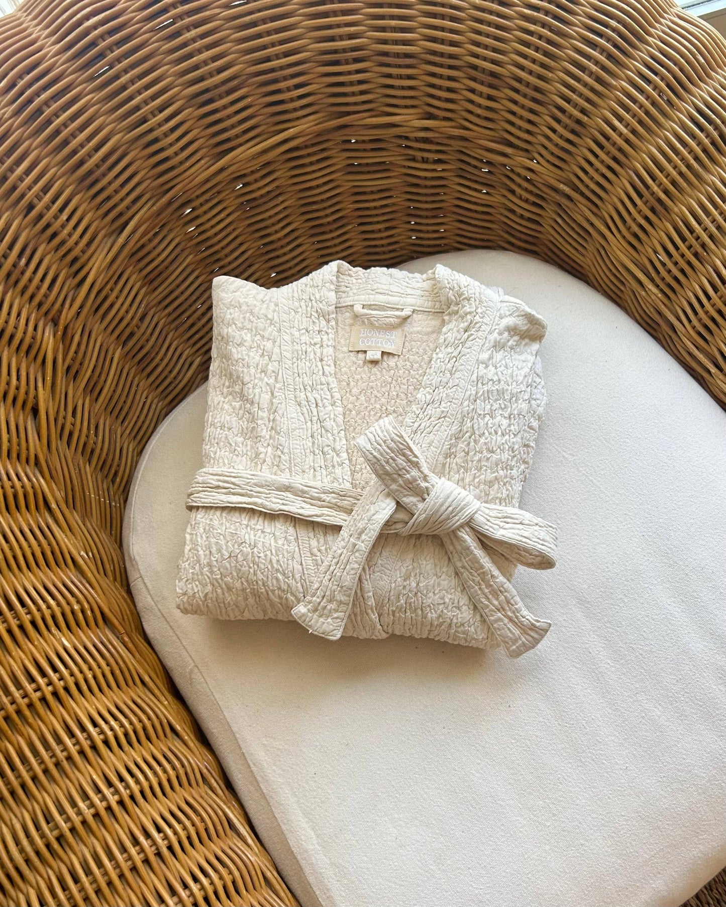 Honest Cotton Fall Cotton Robe: Cream / One Size