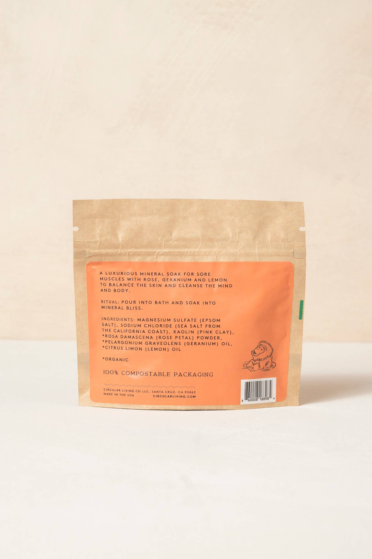 Circular Living Mineral Bath Soak Sachet, Rose Petal & Geranium