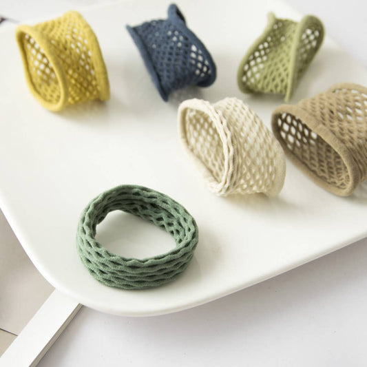 Adorro Seamless Boho Mesh Fisherman Net Hair Ties (Set of 6): Assorted