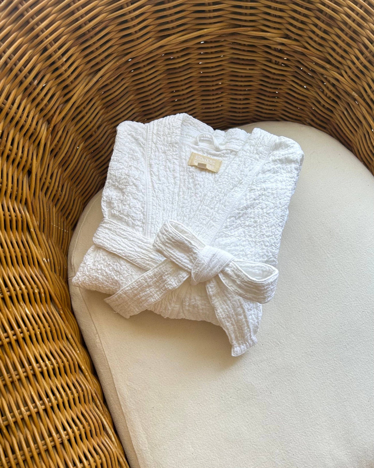 Honest Cotton Fall Cotton Robe: Cream / One Size
