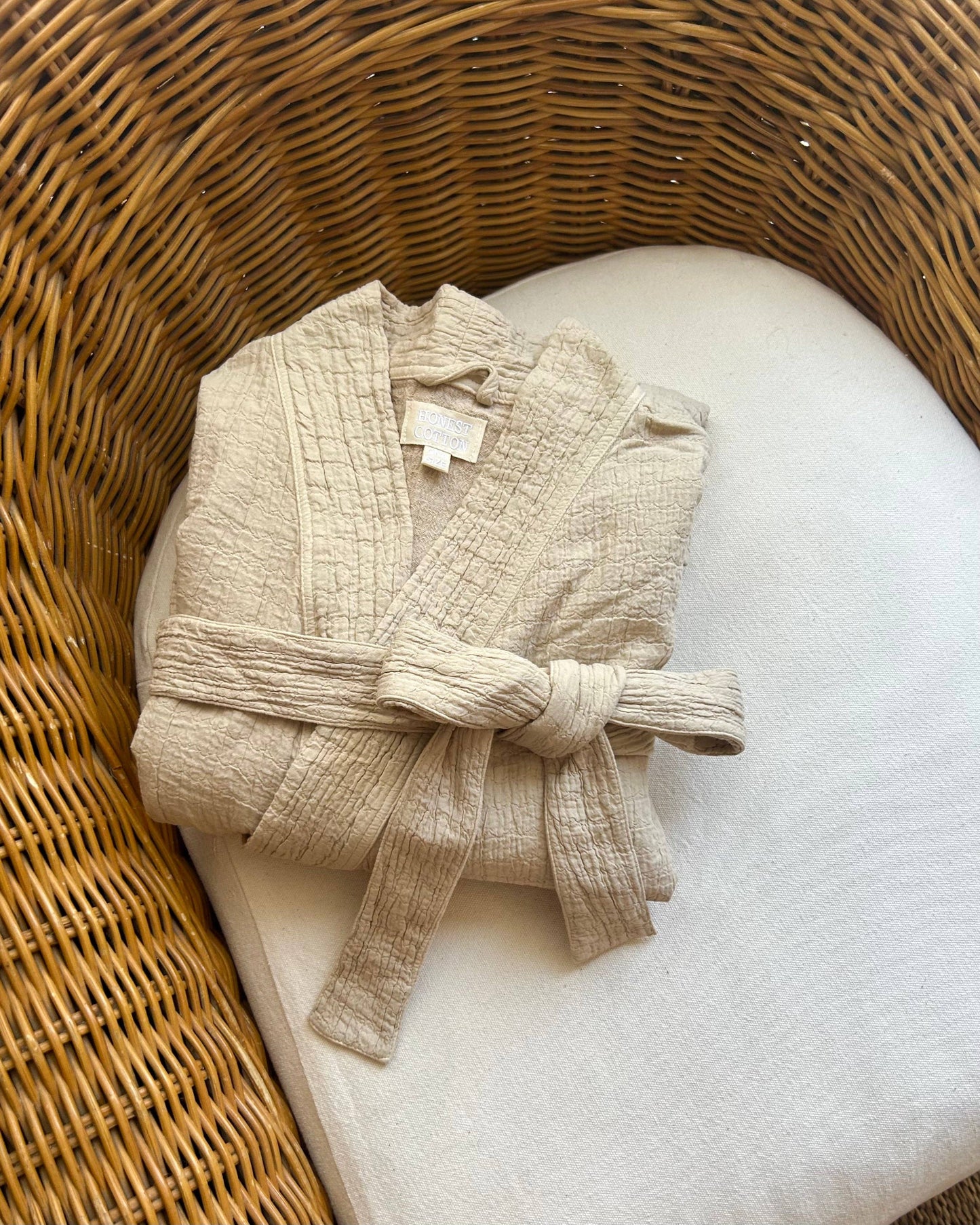 Honest Cotton Fall Cotton Robe: Cream / One Size