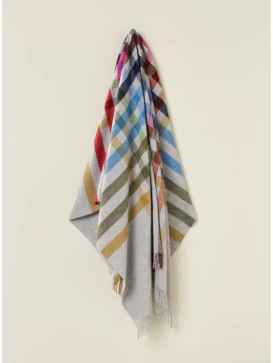 Bronte Moon Henley Design Multicolor Merino Throw: Gray