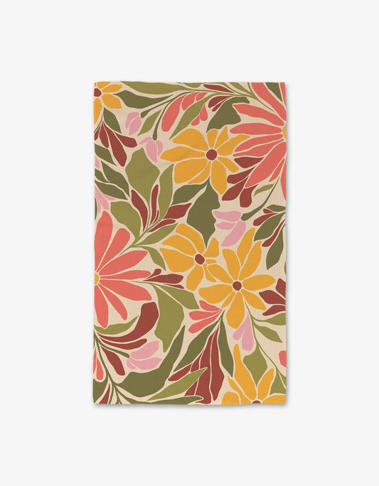 Geometry Blooming Tan Luxe Hand Towel