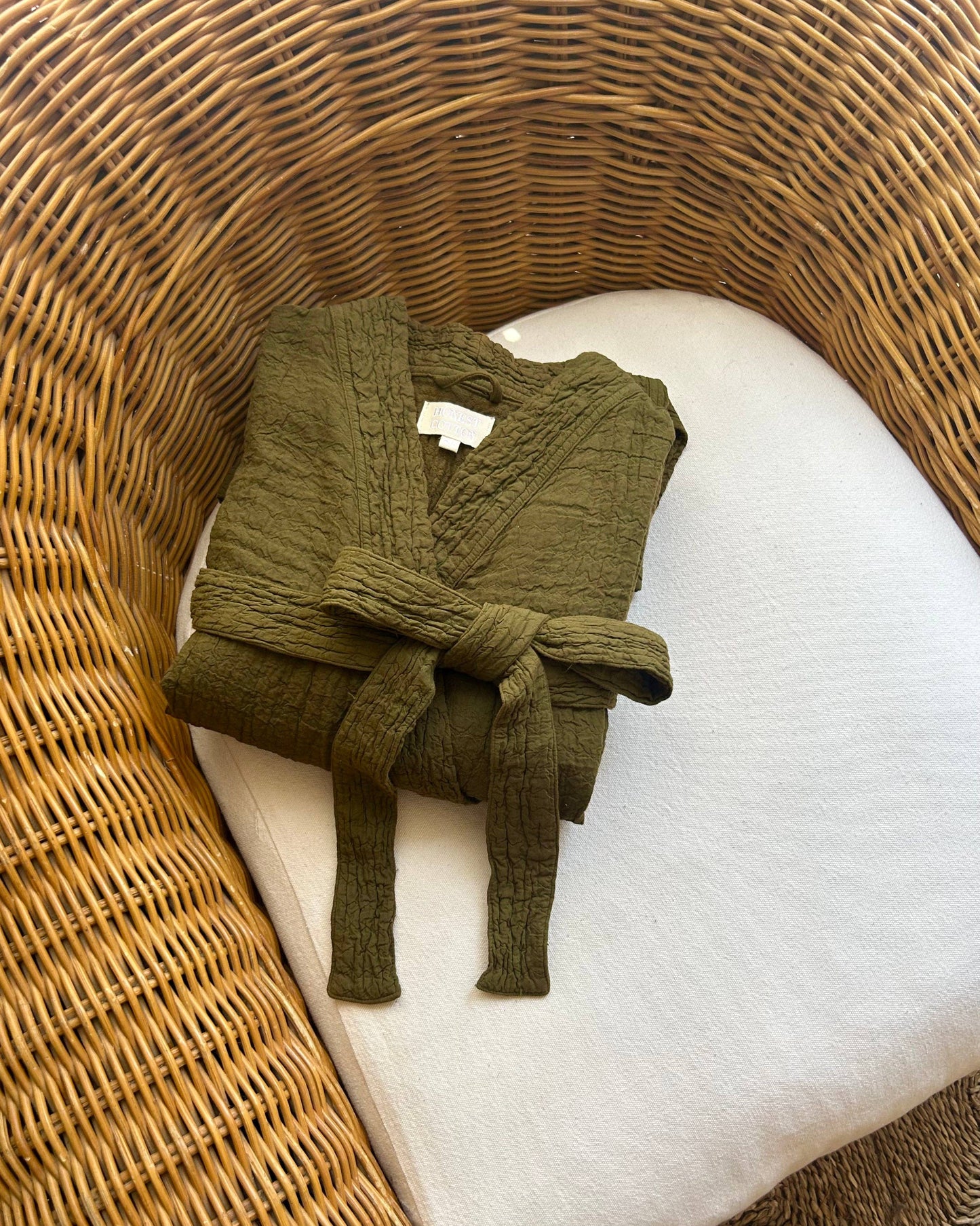 Honest Cotton Fall Cotton Robe: Cream / One Size