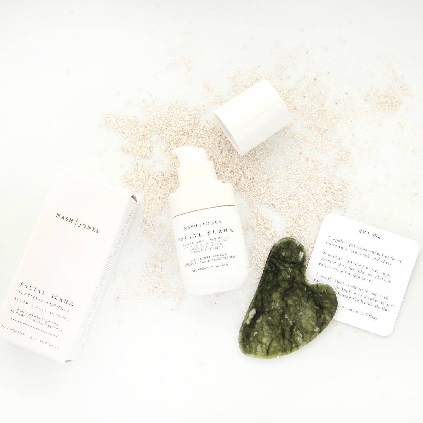 Nash + Jones Seed Facial Serum: Clean Ingredient Face Oil Hydrator: Original Formula with Jade Gua Sha