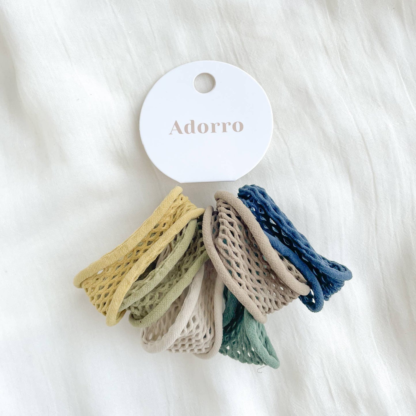Adorro Seamless Boho Mesh Fisherman Net Hair Ties (Set of 6): Assorted