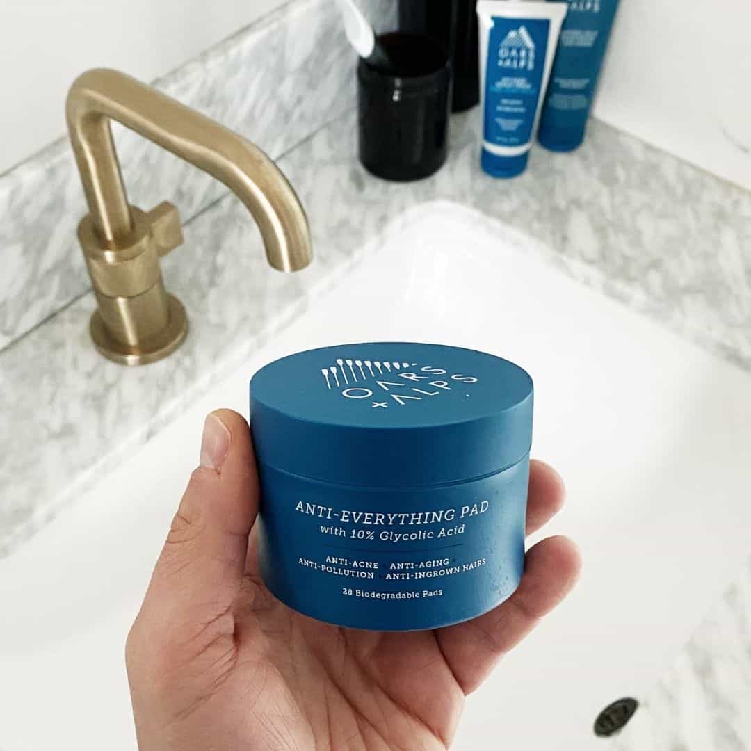 Oars + Alps Men’s Exfoliating Face Wipes, Glycolic & Salicylic Acid Pads